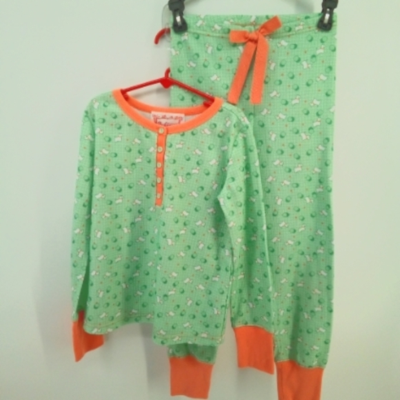 American Girl Beforever Kit's Scottie Dog Green Orange Pajamas Set Girl's M - Picture 8 of 13